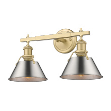 Golden 3306-BA2 BCB-PW - Yep by Golden Lighting Orwell 2-light Vanity in Brushed Champagne Brass and Pewter shade